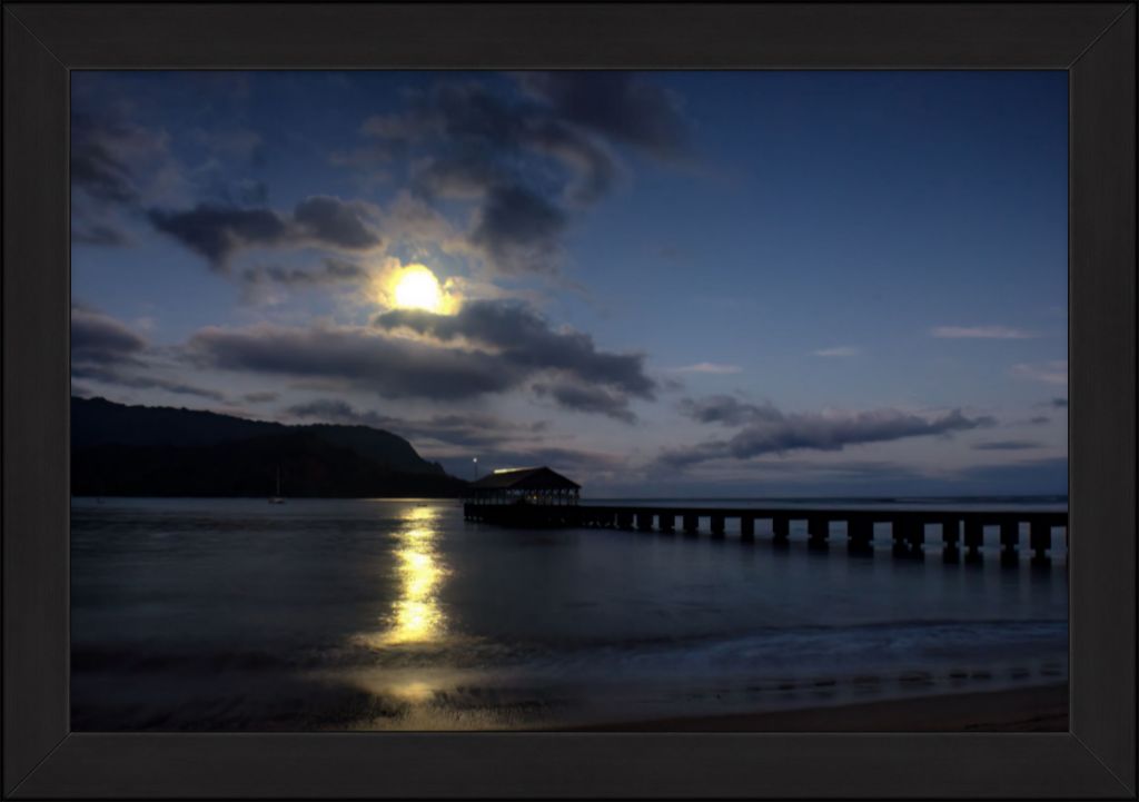 "Moonset at Hanalei Pier" Fine Art Print