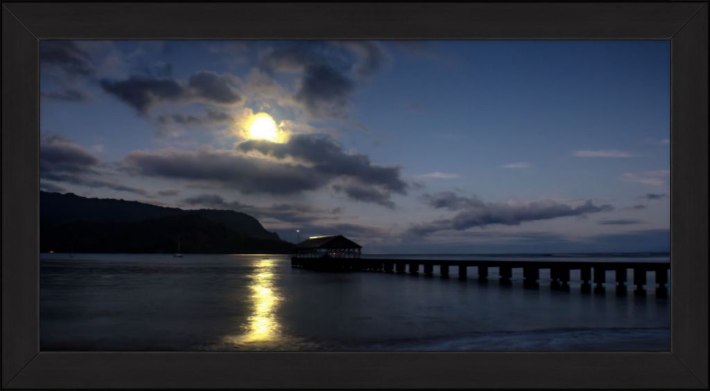 "Moonset at Hanalei Pier" Fine Art Print