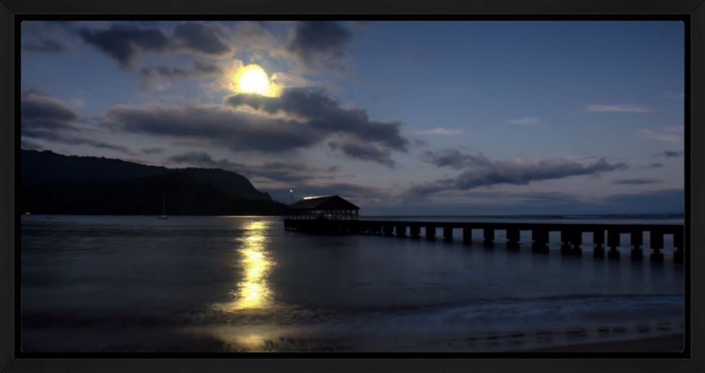 "Moonset at Hanalei Pier" Fine Art Print