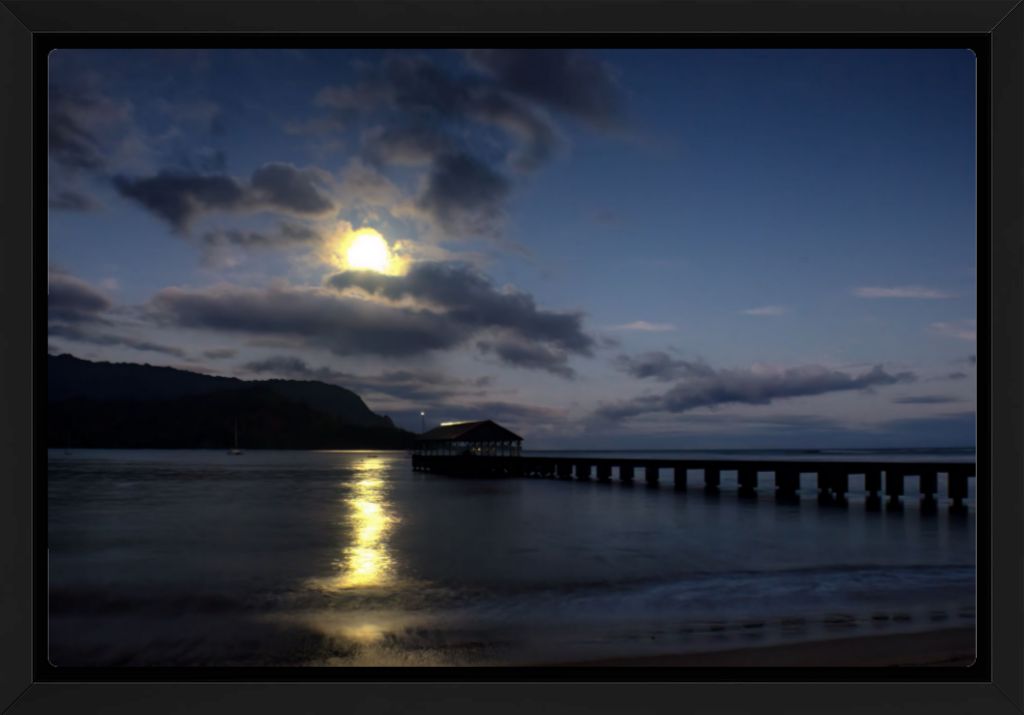 "Moonset at Hanalei Pier" Fine Art Print