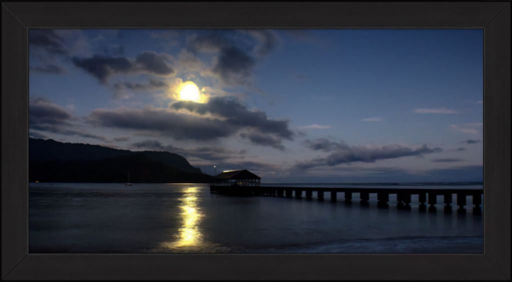 "Moonset at Hanalei Pier" Fine Art Print