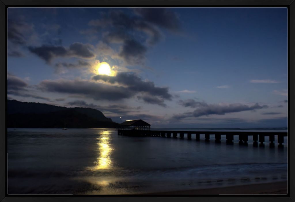 "Moonset at Hanalei Pier" Fine Art Print