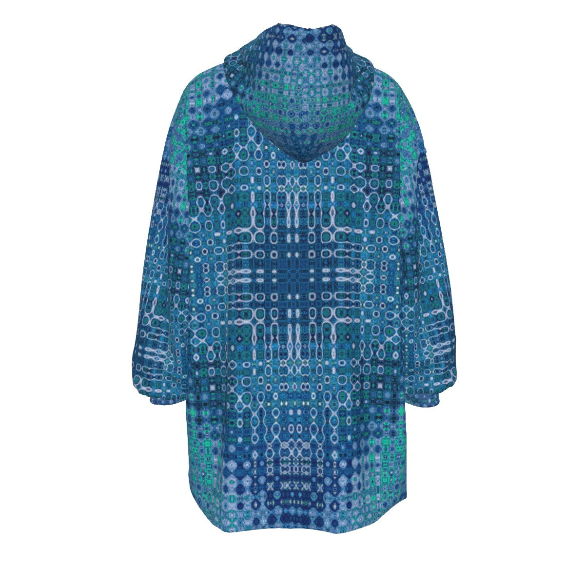 "Looped Circuits - Blue & Green" Snuggle Bliss Oversized Sherpa Fleece Hoodie
