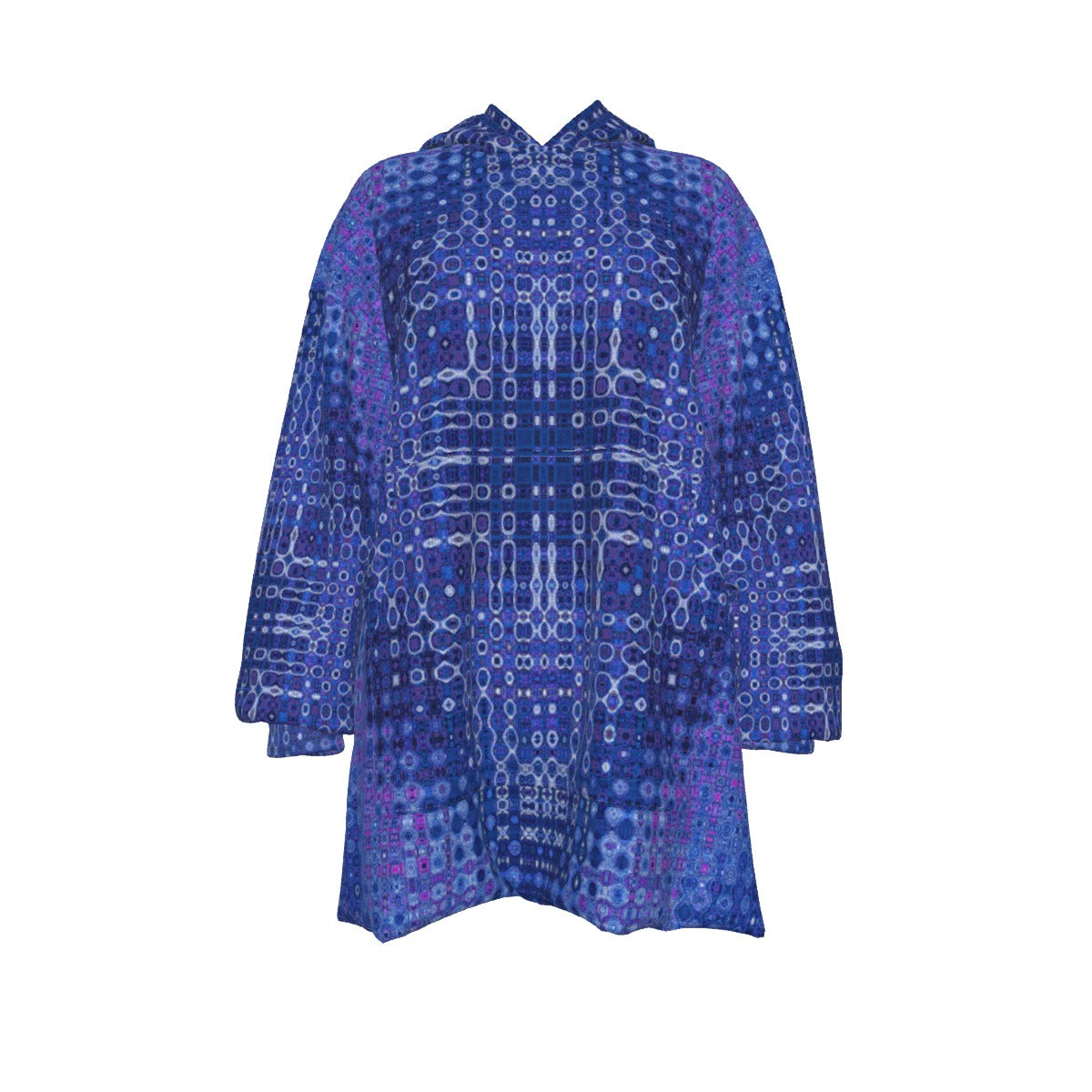 "Looped Circuits - Blue & Purple" Snuggle Bliss Oversized Sherpa Fleece Hoodie