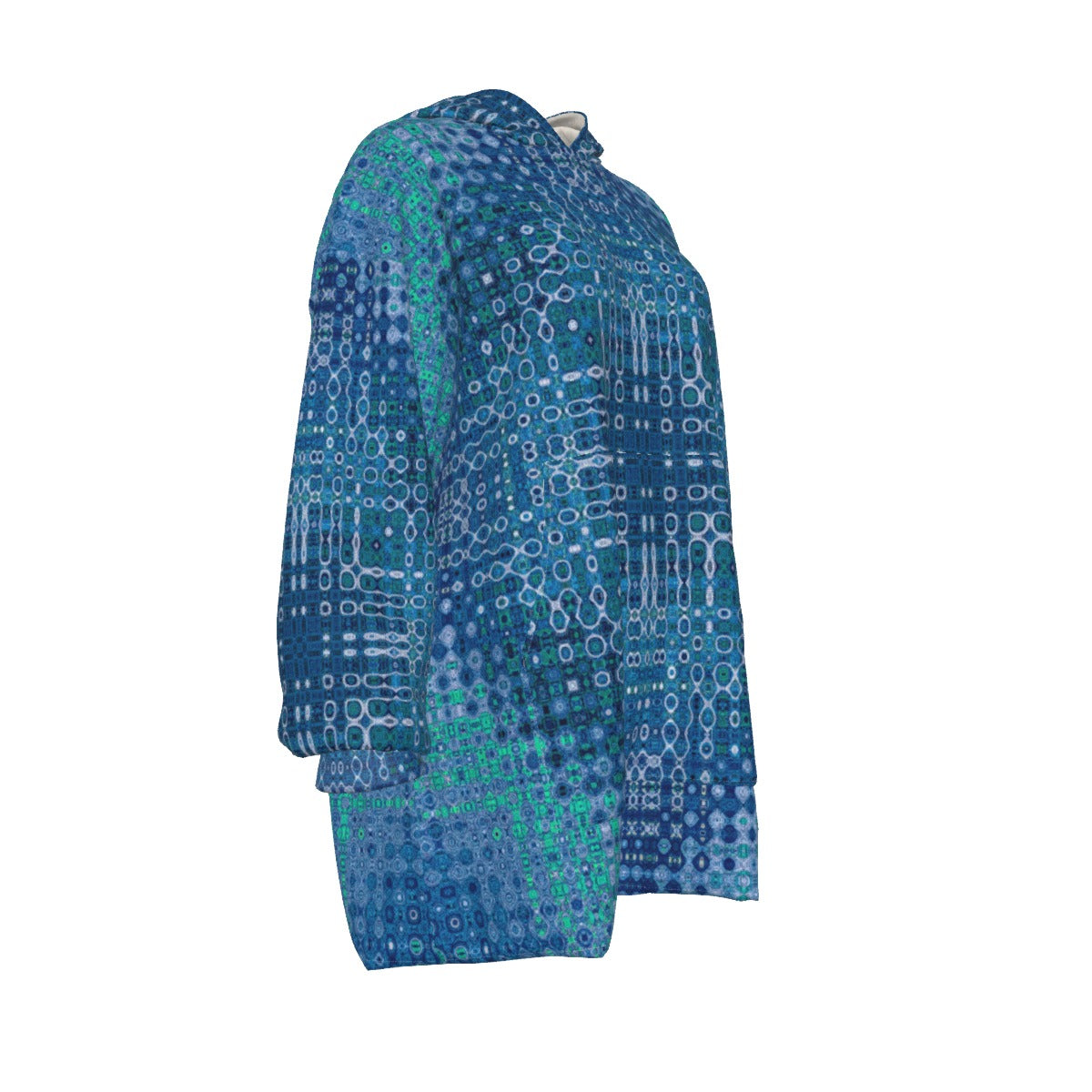 "Looped Circuits - Blue & Green" Snuggle Bliss Oversized Sherpa Fleece Hoodie