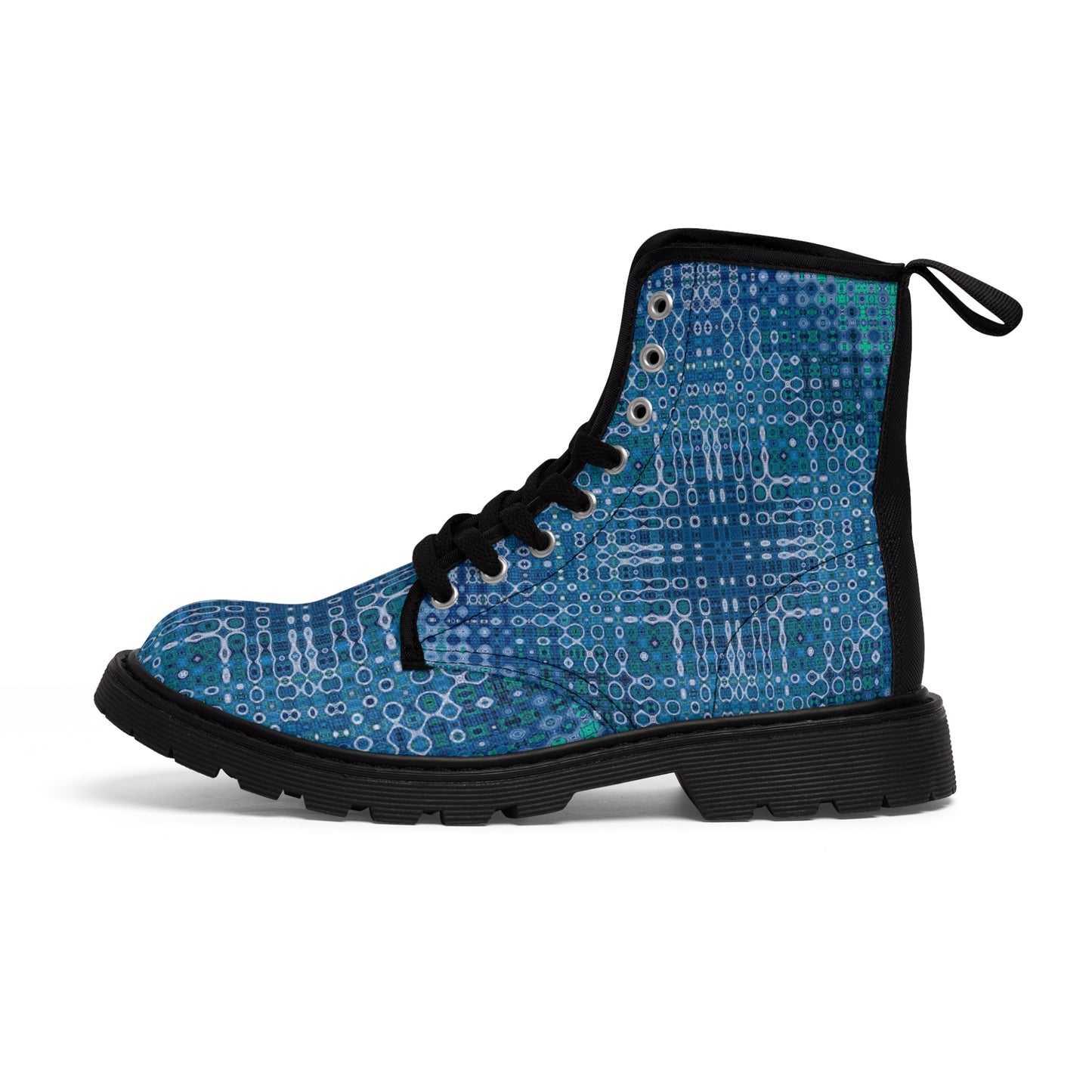 "Looped Circuits - Blue" Enchantia Women's Short Boots
