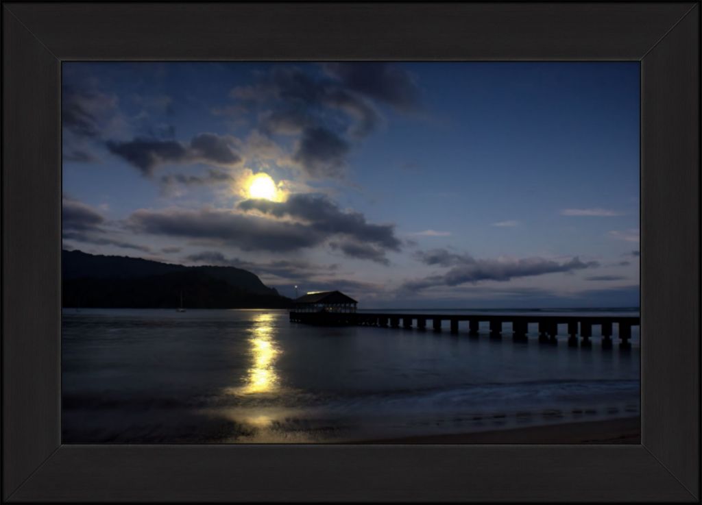 "Moonset at Hanalei Pier" Fine Art Print