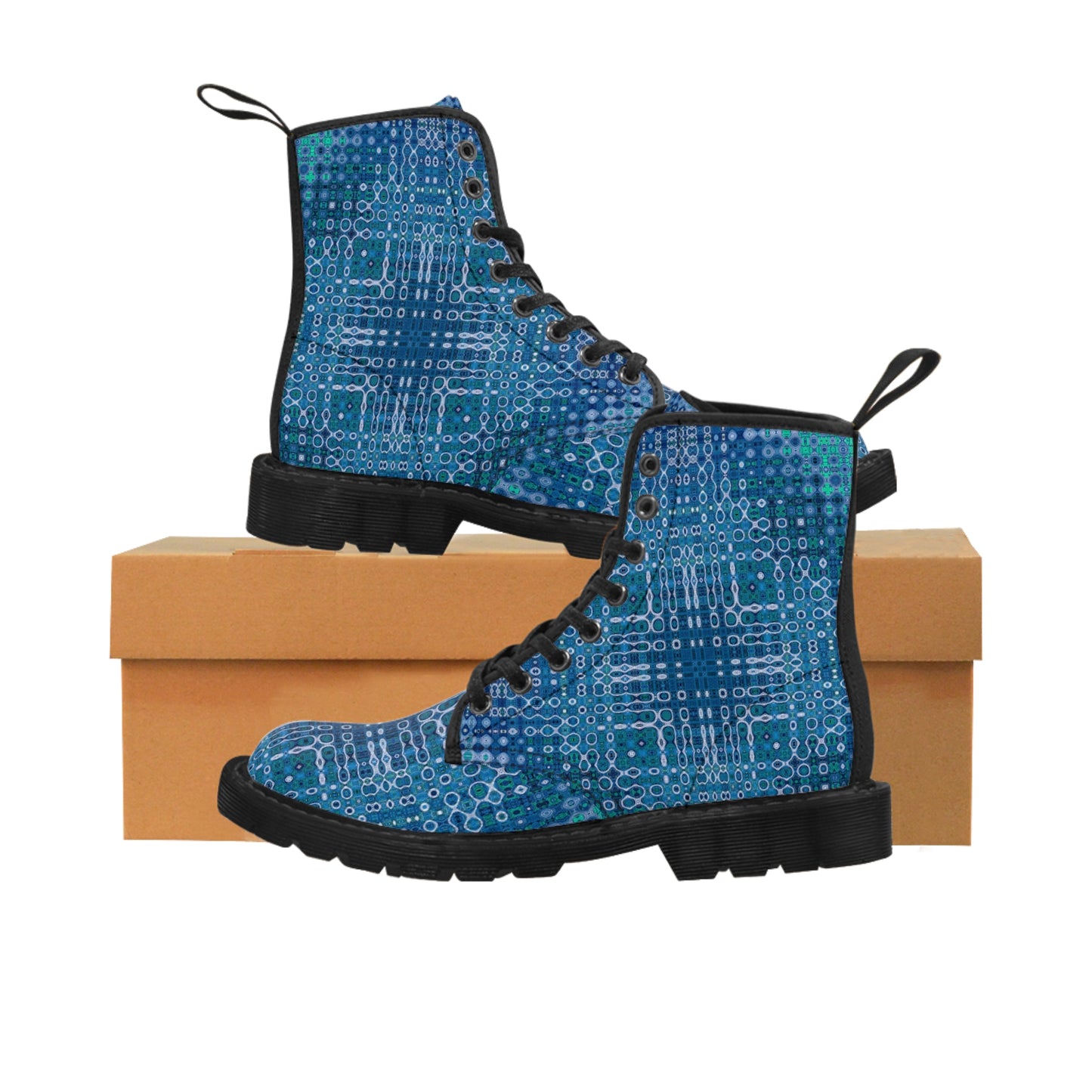 "Looped Circuits - Blue" Enchantia Women's Short Boots