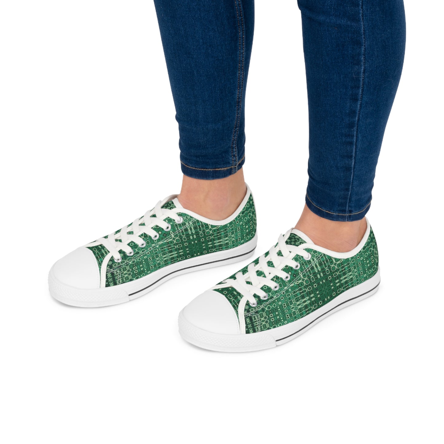 "Looped Circuits - Green" JoySneaks Women's Low Top Sneakers