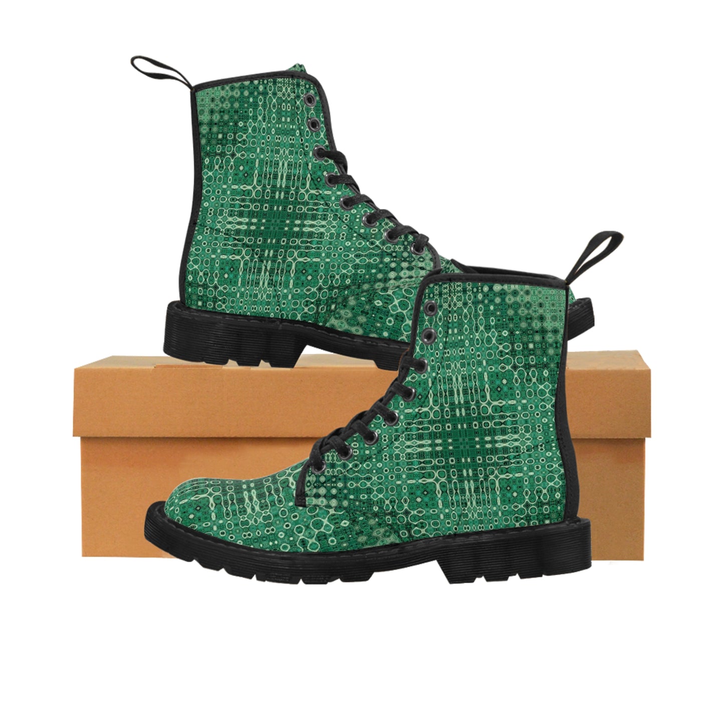 "Looped Circuits - Green" Enchantia Women's Short Boots
