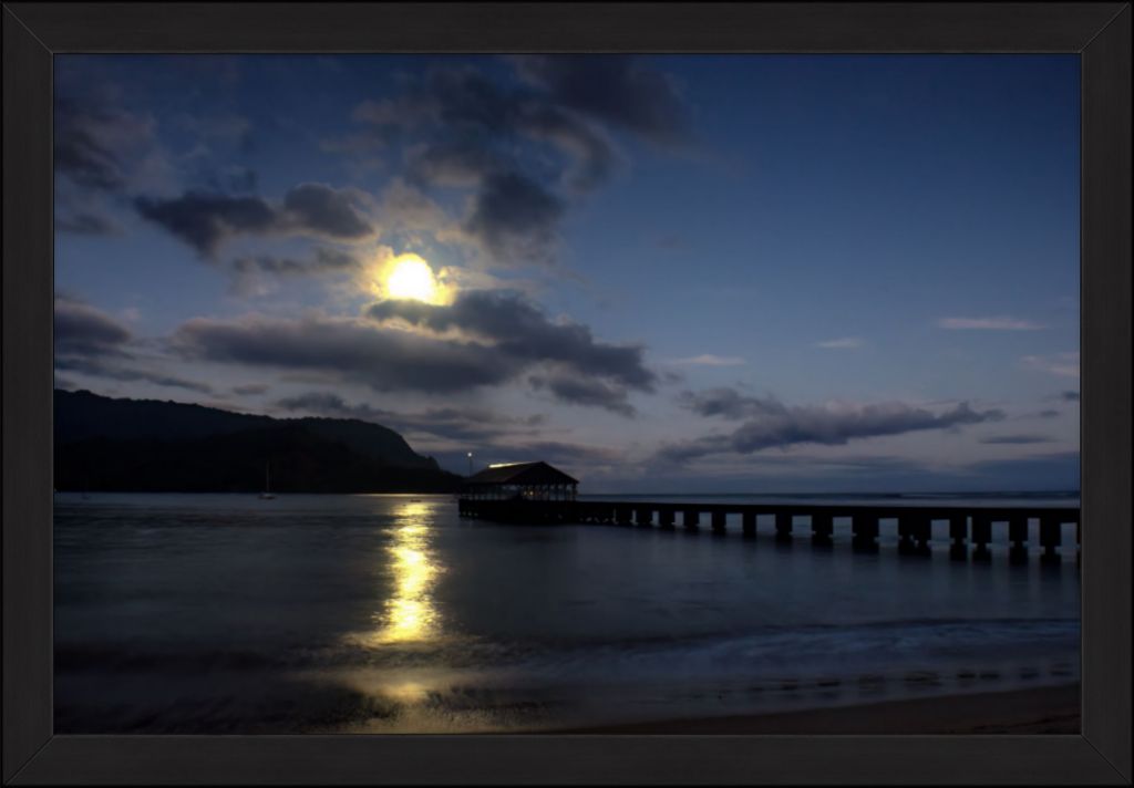 "Moonset at Hanalei Pier" Fine Art Print