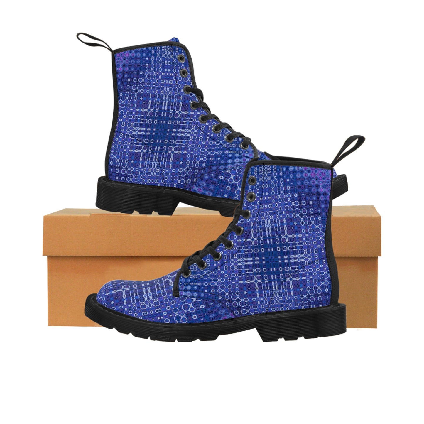 "Looped Circuits - Blue & Purple" Enchantia Women's Short Boots